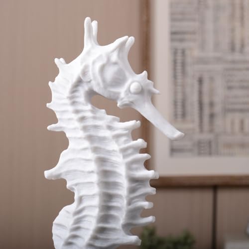 HAUCOZE Sea Horse Statue Decor 134inch Polyresin Sculpture
