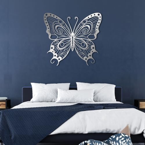 Silver Metal Butterfly Wall Art 19x17in