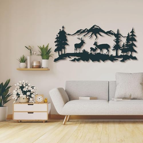 UGJSH Elk Metal Wall Art 47 W x 20 H Black