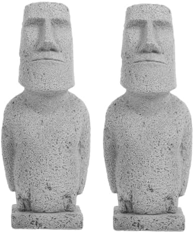 Cabilock 2pcs Easter Island Moai Head Figurine Decor