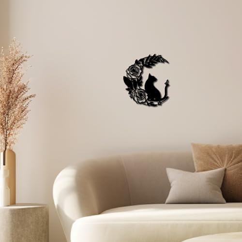 CREATCABIN Black Moon Hollow Cat Wall Art Sculpture