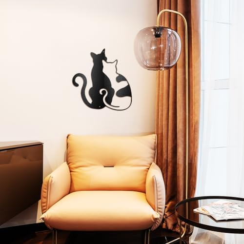 WADORN Metal Cat Wall Sculpture Decor