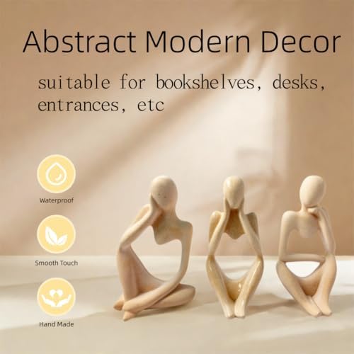 3 Pcs Yellow Thinker Statue Home Decor Set
