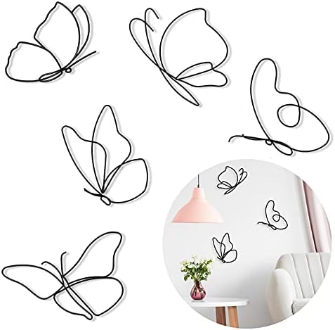 Hotop 5 Piece Butterfly Metal Wall Art Decor Set
