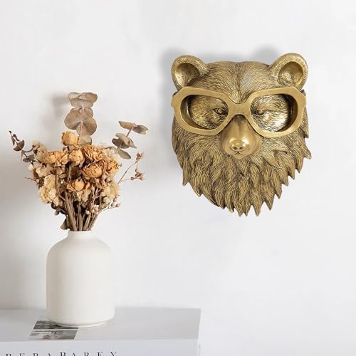 ONERWN Faux Bear Head Wall Decor Sculpture