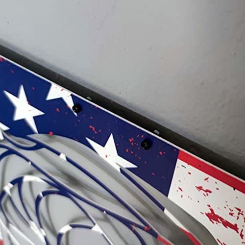 Venovez American Flag Wall Decor Metal and Wood
