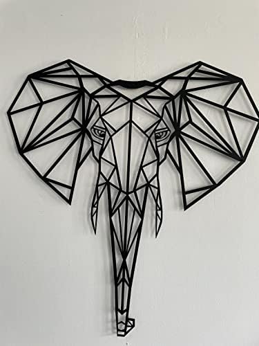 DEKADRON Metal Wall Art Geometric Elephant Head 3D Decor