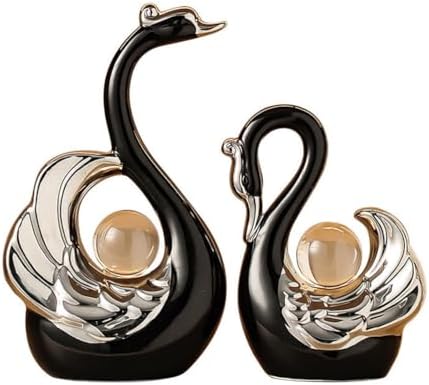 XINDAM Swan Figurines with Crystal Ball Decor