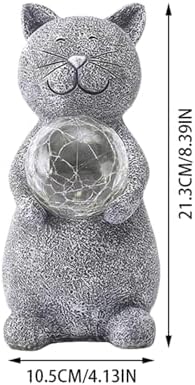 Solar Cat Statue Garden Decor with LED Light