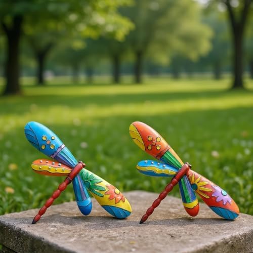 GENHAOTHREE 4 Pack Large Metal Dragonfly Wall Art