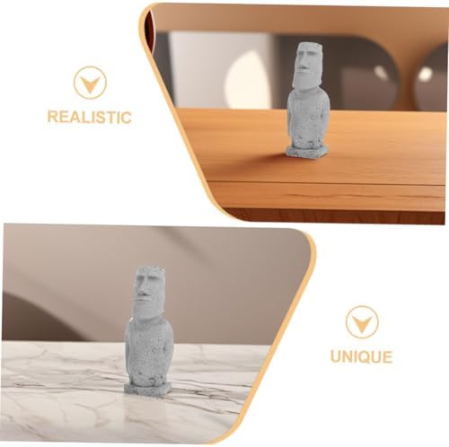 Cabilock 2Pcs Moai Head Statue Figurines