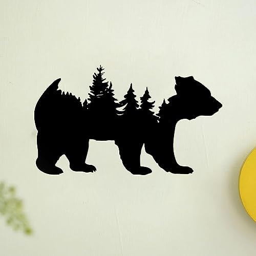 Resama Black Metal Wall Art Bear Forest Sculpture