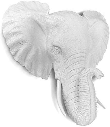 WALL CHARMERS Mini White Faux Elephant Head Wall Decor