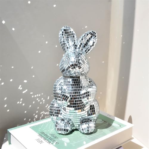 Modern Mirror Disco Ball Bunny Shape 8 Decorative Sculpture