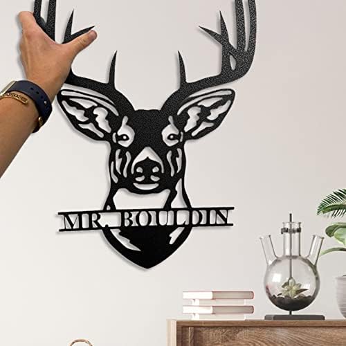 Personalized Deer Head Wall Art Metal Name Sign with LED Lights