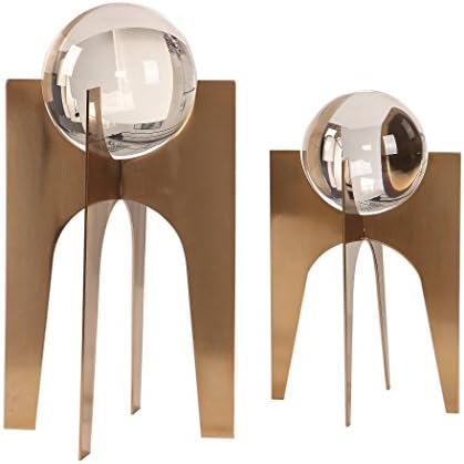 Mid Century Modern Crystal Ball Sculpture Set