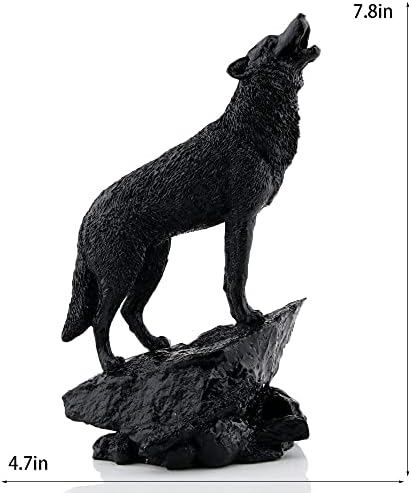 Wildlife Howling Wolf Statue Figurine Black Wolf Sculpture