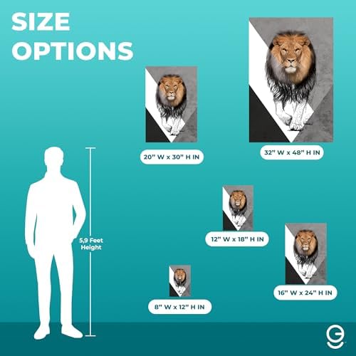 EGD Lion Wall Art Modern Decor Floating Frame
