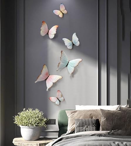 TERCAN 4Pcs Metal Butterfly Wall Decor Pink