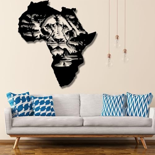 Feuwile Metal Lion Wall Art African Map Decor