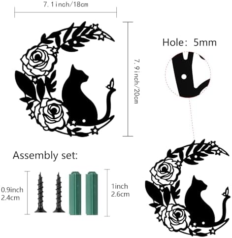 CREATCABIN Black Moon Hollow Cat Wall Art Sculpture