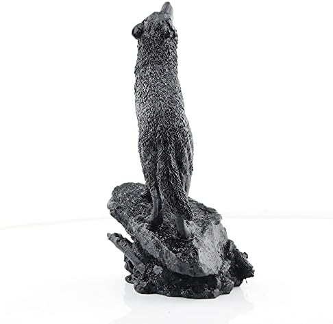Wildlife Howling Wolf Statue Figurine Black Wolf Sculpture