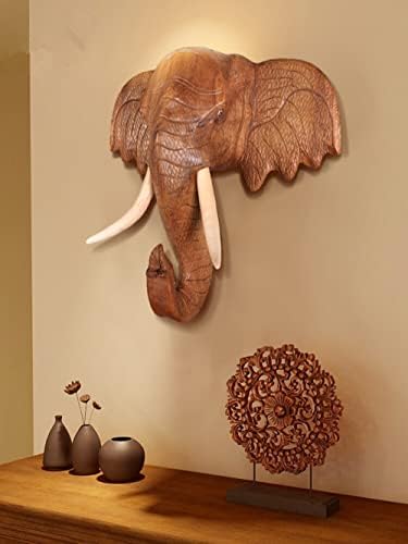 Getrelax Thai Elephant Head Wall Sculpture 12 Inch Tall