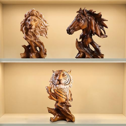 BestAlice Animal Lion Head Sculpture Rustic Home Decor Statue