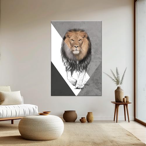 EGD Lion Wall Art Modern Decor Floating Frame