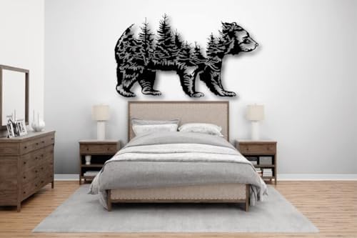NORTH KAISER Bear Forest Wall Art Black Metal Decor