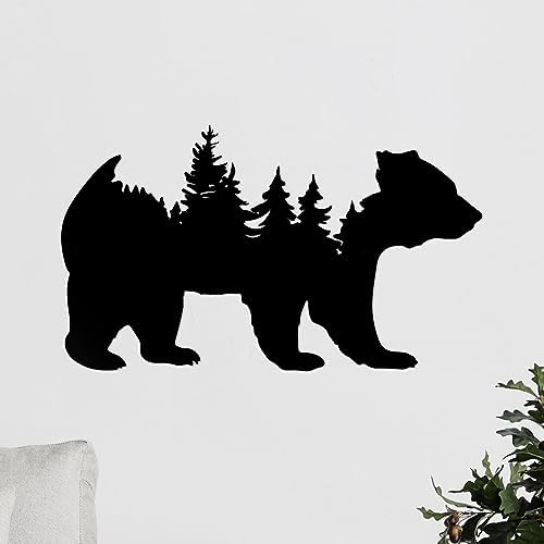 Resama Black Metal Wall Art Bear Forest Sculpture