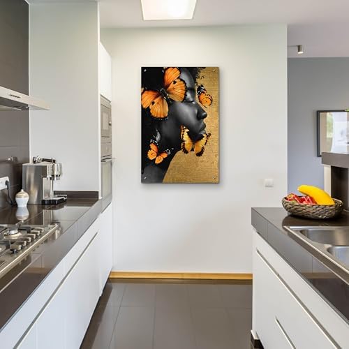 Epic Art Monochrome Golden Butterfly 2 Wall Art