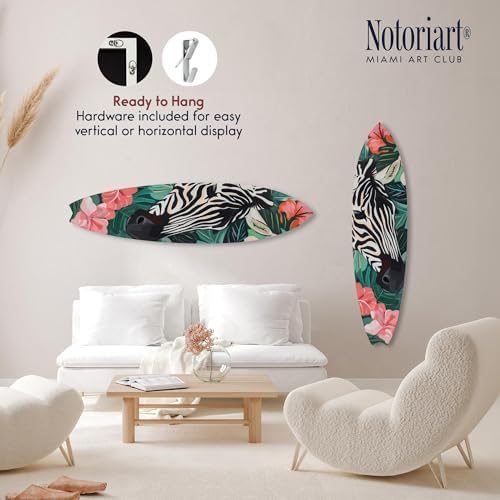Zebra Hidden in Tropics Surfboard Acrylic Wall Art 15x60 1