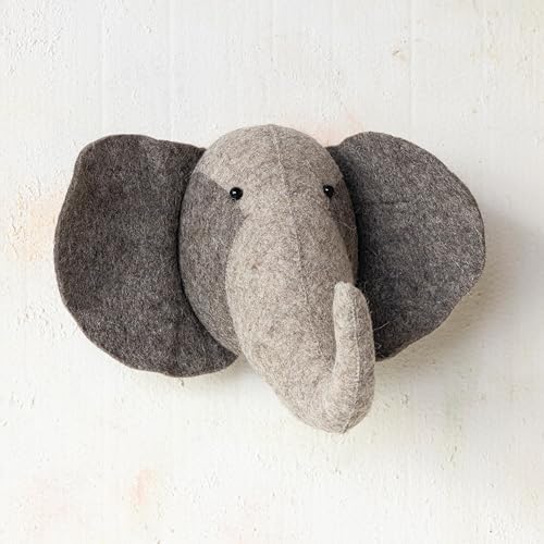 Creative Co Op Handmade Wool Felt Elephant Wall Sculpture
