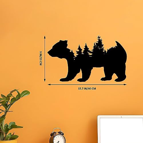 Resama Black Metal Wall Art Bear Forest Sculpture