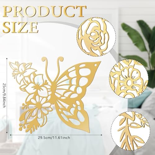 LOYIM 4 Pcs Gold Metal Butterfly Wall Decor