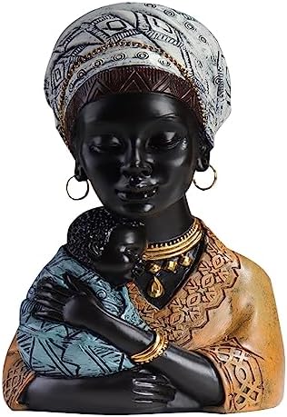 African Mother and Child Decor Statues for Home