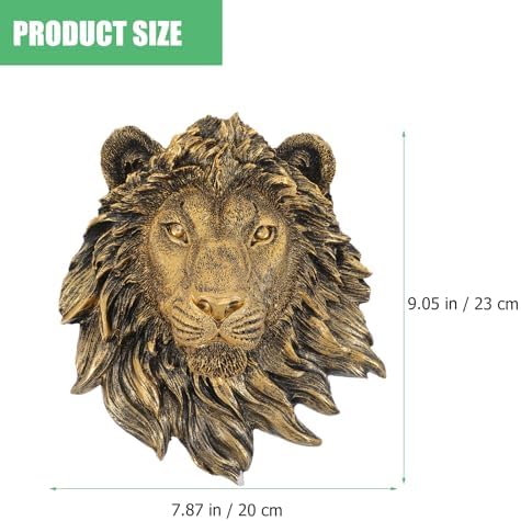 Lion Head Wall Decor Resin Statue Bronze Wall Hanging Sculpture