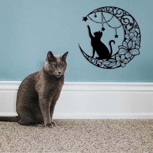 Fzojnxy Premium Black Cat and Moon Wall Art