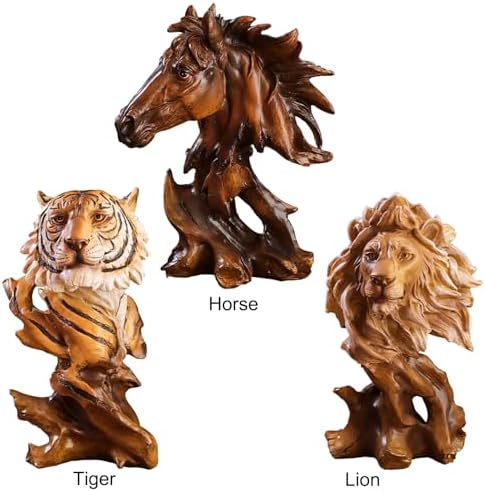 BestAlice Animal Lion Head Sculpture Rustic Home Decor Statue