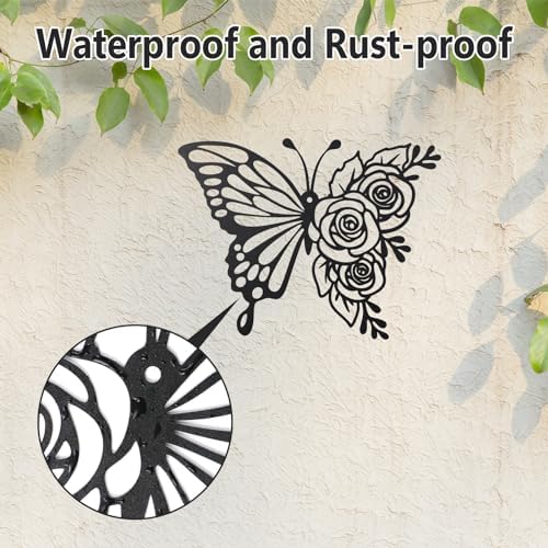 LIOUCBD 6Pcs Butterfly Wall Art Metal Decor Black