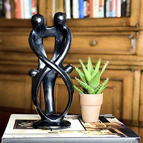 Hand Carved Soapstone Family Sculpture 10 Inch Tall