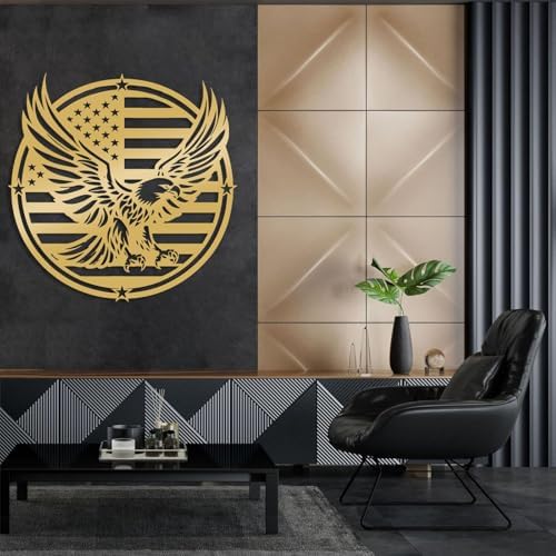 American Flag Eagle Metal Wall Decor - Patriotic Art Sculpture