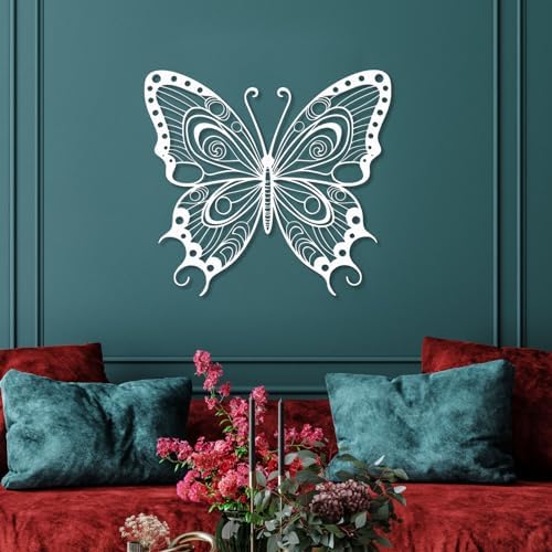 Silver Metal Butterfly Wall Art 19x17in