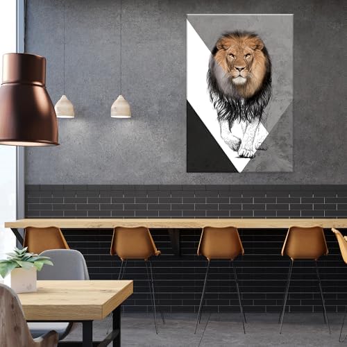 EGD Lion Wall Art Modern Decor Floating Frame