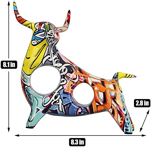Qianling Resin Graffiti Bull Statue Decor