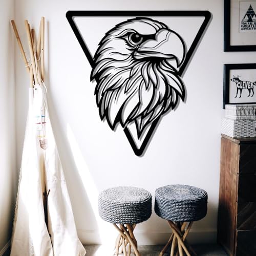 Bald Eagle Metal Wall Art - 24x24 Inch Silver Sculpture