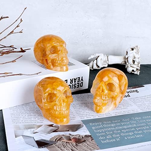 30 Inch Citrine Crystal Skull Statue Decor