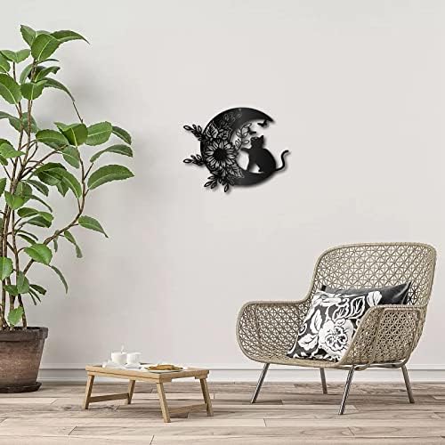 CREATCABIN Black Cat Moon Wall Sculpture