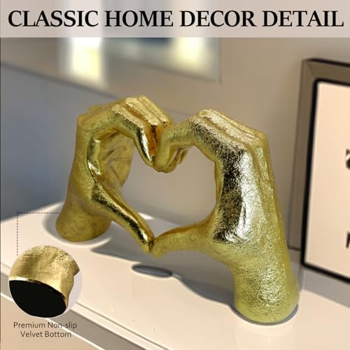 DECOUE Gold Heart Hands Statue Home Decor
